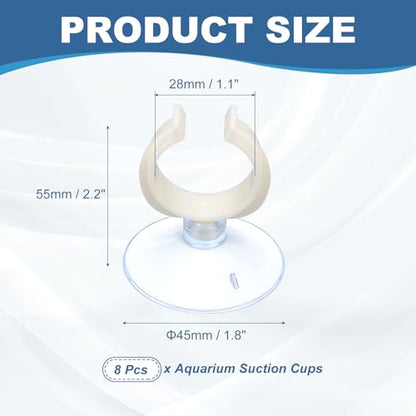 Aquarium Suction Cups, Fish Tank Suction Cups Clips Airline Tube Holders Clamps (Plastic, 8Pcs, Clear) for 1.1" Fish Tank Airline Tubing Binding Moss Shrimp Nest, 28x45MM - color: Clear, size: 28x45MM