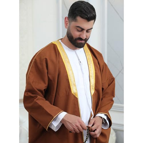 Men's Abaya (Bisht) Long Sleeves | Amazing Men's Islamic Arabian Cloak - color: Coffee