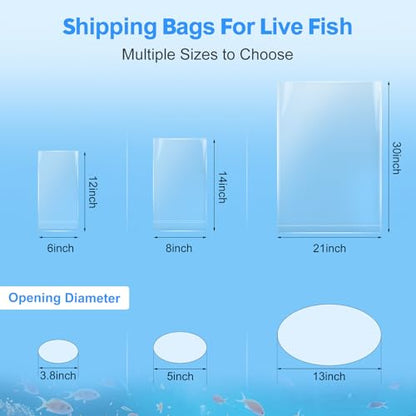 Aquarium Fish Bags, Clear Transportation Bag, Waterproof & Leak-proof Poly Shipping Bags for Storing and Transporting Live Fish (8" x 14" 50pcs) - size: 8" x 14" 50pcs