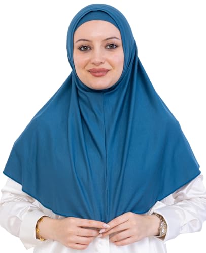 Prien Instant Hijab For Women, Muslim Long Scarf, Undercap Turban Set, Turkish Islamic Clothing, Prayer Clothes For Abaya - color: Turquoise