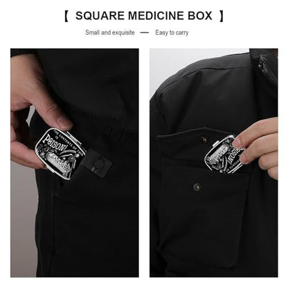 Metal 2 Compartment Pill Organizer Travel Friendly Portable Compact Pill Box Cute Pill Case to Hold Vitamins,Fish Oil,Supplements,Meds,Tablet for Purse,Pocket. (Black Scythe) - color: Black Scythe