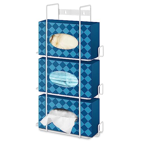Stock Your Home (White Metal Triple Gloves Dispenser, Tissue Box Shelf, Glove Box Holder Wall Mount, For Kitchen, Cleaning Closet, Lab, Exam, or Office - size: 1 Count, style: Triple Stack