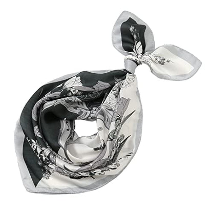 RIIQIICHY Women Head Hair Scarf Like Satin Silk Scarf Sleeping Hair Wrapping Night 27.5" - color: Black/White/Light Grey/Dark Grey