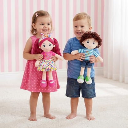 June Garden 14" Snuggle Cutie Benny – Best Big Brother Soft Plush Doll – Stuffed Boy Doll with Blue Striped Shirt and Green Shoes – Ideal Gift for Toddlers & Big Brother Celebrations - Blue M - color: 14" Big Brother Benny, size: Medium