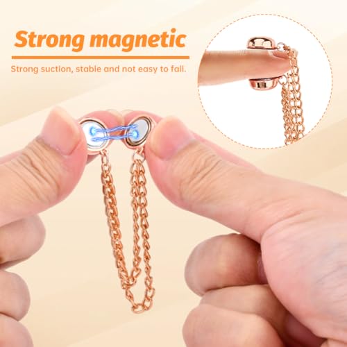 8Pcs Magnetic Clothing Clips with Chain, Multi-Function Magnetic Clothing Clips for Women Clothes Sleeves, Blouses, T Shirt, Pants(Color:Gold+Silver+Black+Rose Gold)