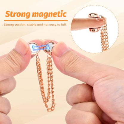 8 Pcs Magnetic Clothing Clips, Multi-Function Magnetic Clothing Clips with Chain, Clothing Magnets for Shirts, Sleeves, Skirts, Dresses & Pants(Color:Gold+Silver+Black+Rose Gold)