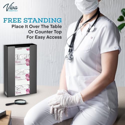 AdirMed VivaEssentials Triple Glove Box Holder, Wall Mount or Free Standing Black Acrylic Glove Holder - color: Black, style: Triple Box Capacity
