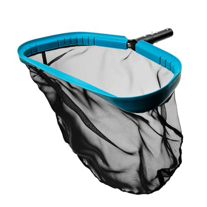 17.5" Aluminum Frame Pool Skimmer Rake Net, Deep Nylon Bag (No Pole) | Fine Mesh Scoop Net, Inclined Front Lip, Aluminum Handle, Swimming Pool Leaf Nets for Cleaning Ponds & Fountains Leaves - size: Aluminum Frame Nylon Rake