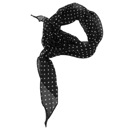 Polka Dot Scarf for Women Chiffon Womens Scarves with Clip Flower - color: Black 01