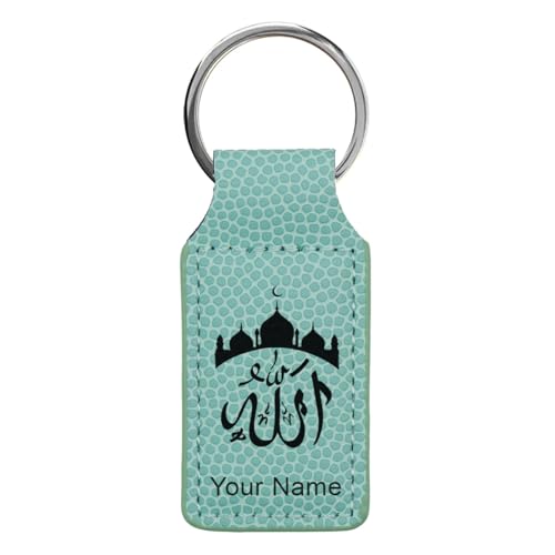 LaserGram Rectangle Keychain, Allah 2, Personalized Engraving Included (Basketball Teal) - color: Basketball Teal
