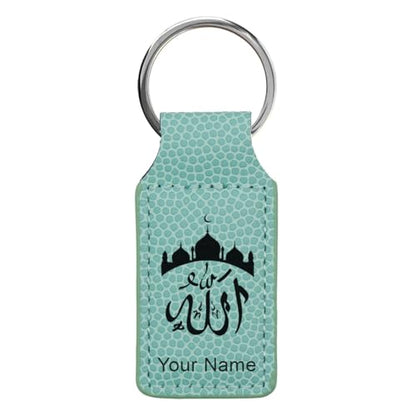 LaserGram Rectangle Keychain, Allah 2, Personalized Engraving Included (Basketball Teal) - color: Basketball Teal