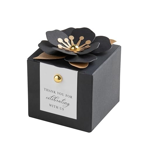 FEIYI 20 PCS 2.55” Party Favor Boxes，Black Wedding Candy Gift Boxes - color: Black