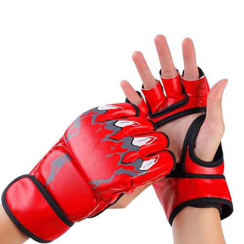 MMA Sparring Gloves for Men Women, Open Palm Training Boxing Gloves for Grappling, Kickboxing, Muay Thai, Punch Bag, Taekwondo, Martial Art, Fighting, Karate Mitts(Red)