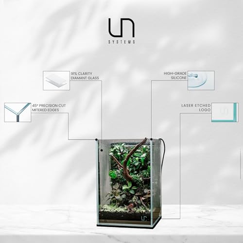 UNS Ultra Clear Rimless Tank - 10.6GAL | 40.5L - 11.81x11.81x17.71 | 30x30x45 CM, 5mm Glass Thickness, Leveling Mat Included - Low Iron, High Clarity Fish Tank w/ 45° Mitered Edge - [30T] - size: [30T] - 10.6 Gal - 11.81 x 11.81 x 17.71 in