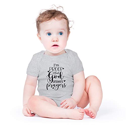 I'm Proof That God Answers Prayers - IVF Miracle Cute Baby Bodysuit - color: Sports Grey, size: 6 Months