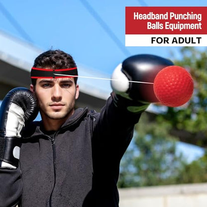 Boxing Reflex Ball Headband Fitness Gear, Workout Reflex Punching Ball, 2 Headbands, 4 Balls