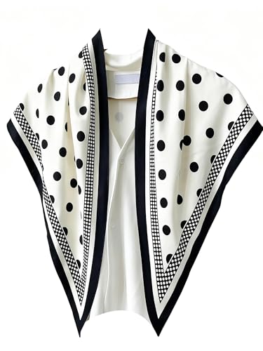 Triangle Shawls Scarf Head Hair Neck For Women Scarves Fashion Silk Feeling Lady Lightweight 51 * 23.6inch - color: K20-white Background With Black Dots（51*23.6inch）