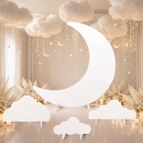 4 Pcs Moon Party Standees, Orange Cardboard Cutouts - style: Moon