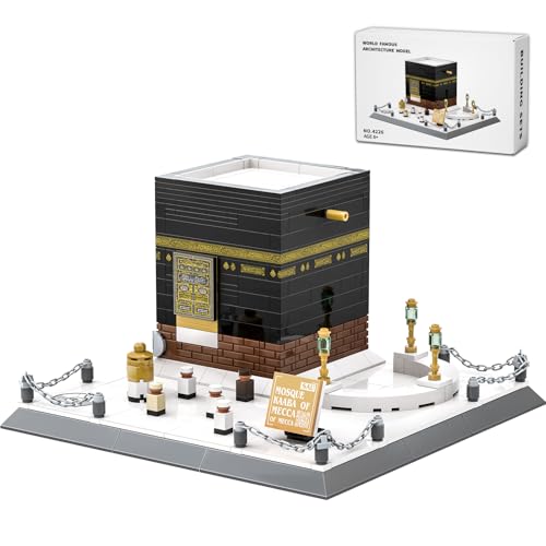 Mecca Kaaba Building Blocks 446 Pcs Holy Mosque Architecture Model Islamic Gift for Ramadan & Eid Educational Muslim Toy for Adults Teens Home Decor Souvenir with Display Base - color: Black