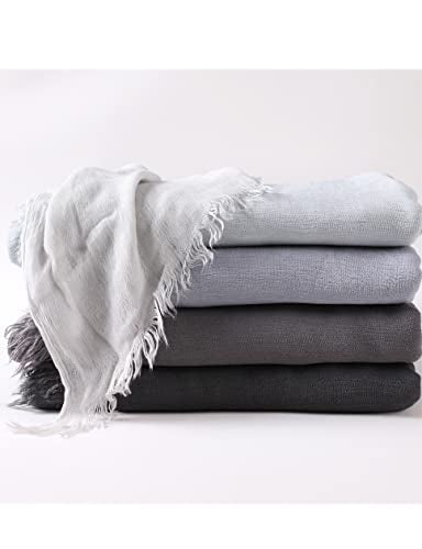Txameru Hijab Scarf for Women - Muslim Rayon Crinkle With Fringe Edge - color: Light Gray