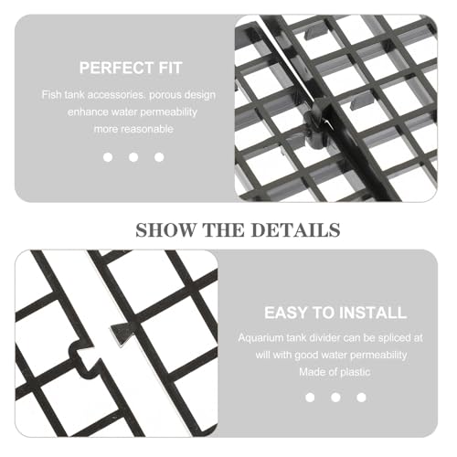 Ciieeo Aquarium Fish Tank Grid Divider with 18pcs Black Plastic Filter Boards 30x30cm Removable Partition Nets and 10 Suction Cups for Bottom Tank Isolation and Breeding Separation