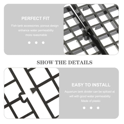 Ciieeo Aquarium Fish Tank Grid Divider with 18pcs Black Plastic Filter Boards 30x30cm Removable Partition Nets and 10 Suction Cups for Bottom Tank Isolation and Breeding Separation