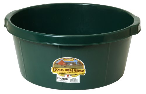 Little Giant® Plastic All-Purpose Tub | Plastic Pond Tub | Feed Tub | Durable Plastic Livestock Feeding Pan with Hand Grips | Made in USA | 6.5 Gallons | Green - color: Green