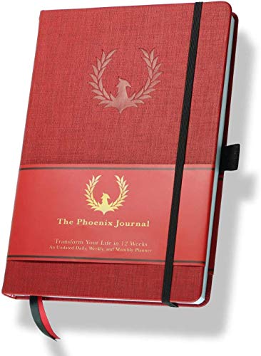The Phoenix Journal - Quarterly Goal Planner, Daily Planner Journal & Organizer for Goal Setting, Productivity & Focus - Undated 12 Week Planner, Weekly & Monthly Planning, Habit Tracking - Hardcover (Crimson) - color: Crimson