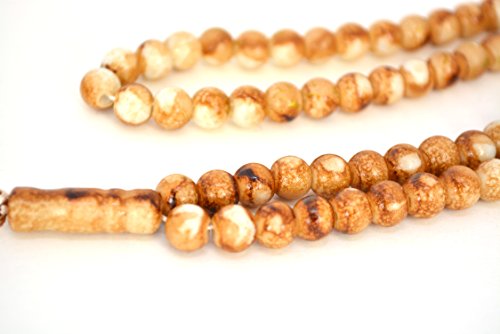 Islamic Prayer Beads - Misbaha Tasbih 99 Glass Bead Necklace - color: Brown Marble