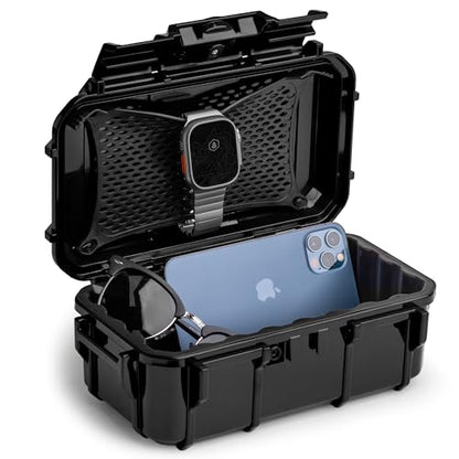 Evergreen 57 Waterproof Dry Box Protective Case - Travel Safe/Mil Spec/USA Made - for Cameras, Phones, Ammo Can, Camping, Hiking, Boating, Water Sports, Knives, & Survival (Black) - color: Black