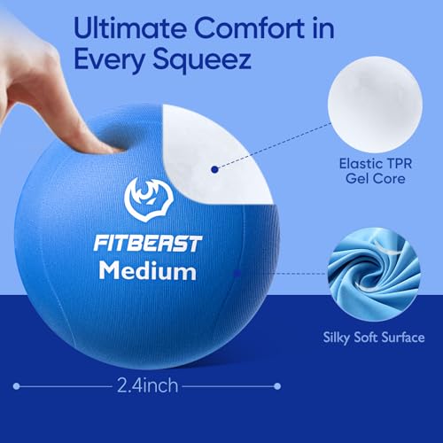 FitBeast Grip Strength Trainer – 6 Pieces Hand Therapy Kit with Finger Extension Exerciser & Stress Balls for Adults, Rehab & Strength Training – for Men, Women, and Seniors - color: 6-Piece Cool Tones