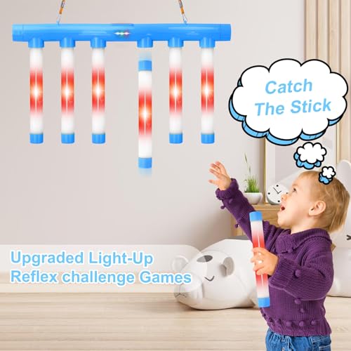 OCES Reflex Stick Game, Reflex Light-Up Sticks Reaction Training Hand Speed Challenge Game, Upgrade Hand Eye Coordination Training Toy Remote Control 3 Adjustable Speed (Light-Up Blue) - color: Light-up Blue