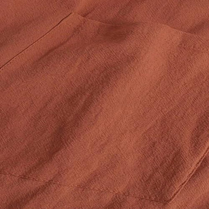 Linen Kaftan Thobe for Men Big and Tall Muslim Robe Long Sleeve Button Down Henley Neck Side Split Caftan with Pocket - color: Brown, size: X-Large