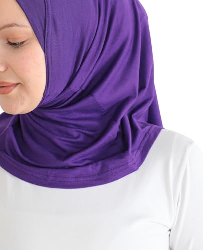 Prien Sport Instant Hijab For Women, Muslim Cotton Turban, Soft Head Scarf, Ready To Wear Hijabs Prayer Clothes, Islamic Wear - color: Purple