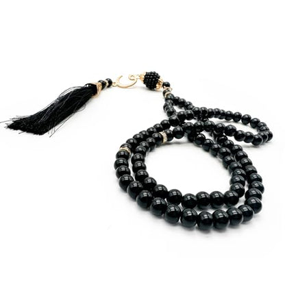ESERRA Kufi Hats for Men - Prayer Cap, Handicraft Taqiyah, Muslim Tasbih 99 Beads, Prayer Beads - color: White Black Grey and Green