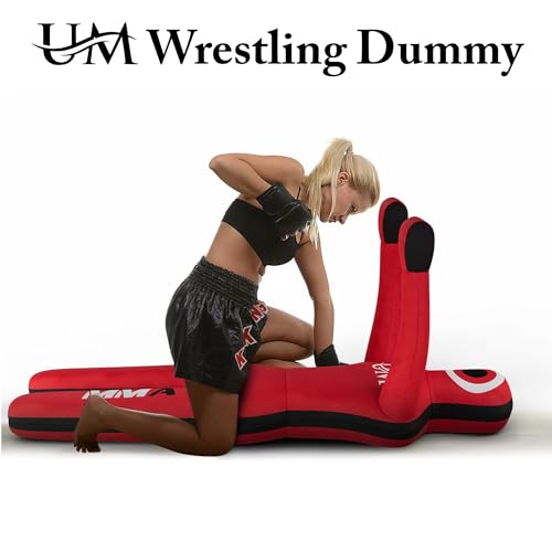 UM Supplies Premium Grappling Wrestling Multipurpose Dummy for MMA, BJJ, Judo, Karate, Jiu Jitsu | Unmatched Quality PC Fabric - (Unfilled) (Red, 5FT)