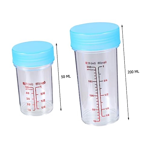 NUOBESTY Plastic Measuring Cups Set with Leak Proof Lids Clear Scale Beakers 5.51 Inch Reusable Laboratory and Kitchen Liquid Measuring Cups for Crafts and Medical Science - color: Blue