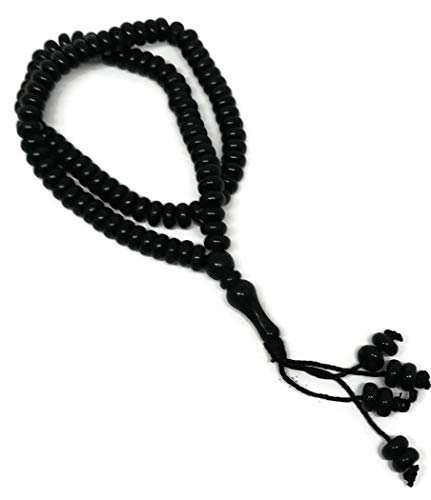 Islam Prayer Tasbih 99 Beads AMN-101 Muslim Zikr Rosary Misbaha w/Decorate Tassels Ramadan praying Eid Gift - color: Black
