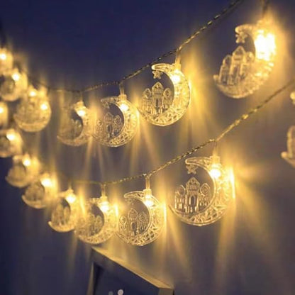 LED String Light Warm White USB Plug-in Star Moon Castle Festival Light Ramadan Decoration Mubarak A USB Plug