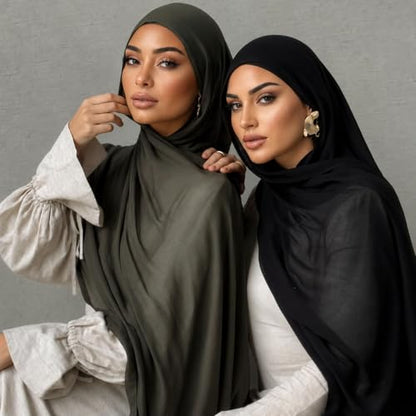 3PC Premium Modal Lightweight Hijab, Fashion Soft Head Scarf Shawl Wraps for Muslim Women Daily Wear - color: Series 4-burgundy/Olive/Dusty Rose