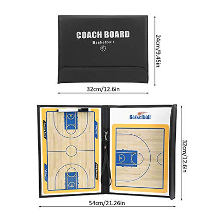 Magnetic Coaching Basketball Board, Colorful Folding Tactics Teaching Display Plate PU Leather Water Proof Training Clipboard for Teaching Instruction