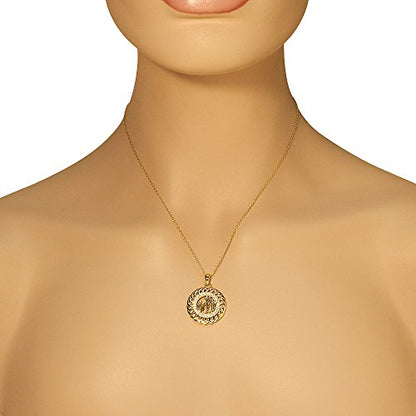 925 Sterling Silver Filigree Muslim Islam God Allah Pendant Necklace, 18" - color: Yellow