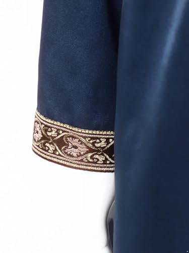 Kids Boys Thobe Muslim Prayer Clothes Saudi Dubai Robe Kaftan Zipper Dishdasha Islamic Eid Ramadan Outfits - color: Dark Blue, size: 8