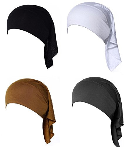4 X Womens Muslim Mini Inner Hijab Caps Underscarf - color: W+b+camel+gray