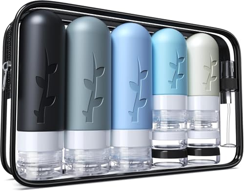 Aeomni 19 pack Travel Bottles for Toiletries, TSA Approved Silicone travel Size Containers for toiletries Set, Refillable & Leakproof Travel Bottles - color: Grey