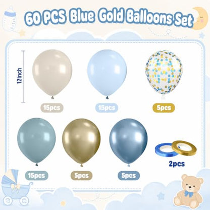 Paready Blue Gold Balloons, 60 Pcs Party Balloons for Boys Graduation - color: Blue Gold
