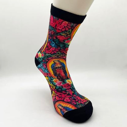Cute Goldendoodle Unisex Funny Novelty Socks, Funky Crazy Cool Crew Dress Socks - color: Virgin Mary Religious
