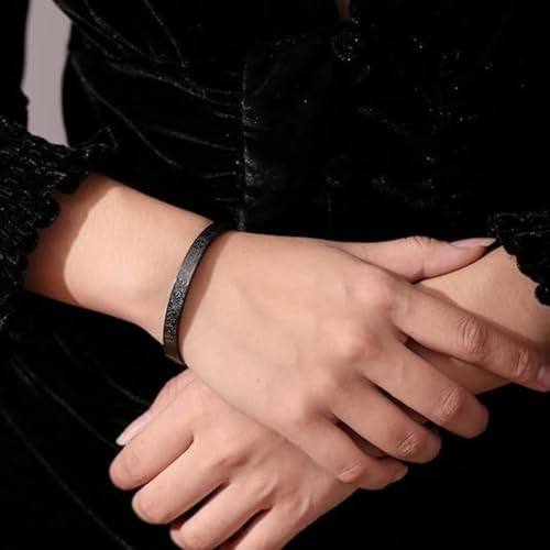 Ayatul Kursi Exquisite Stainless Steel Bracelet Islamic Muslim Quran Verse Calligraphy Ramadhan Festival Cuff Bracelet Men Arabic Calligraphy Messenger Jewelry Gift - color: black