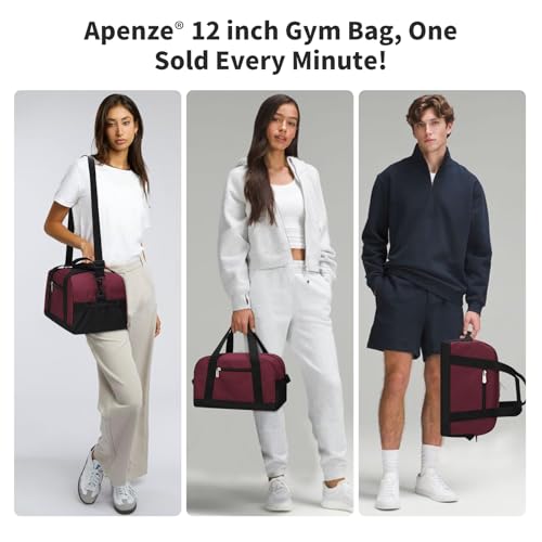 Small Gym Bag Carry On Bag - 12 in Mini Duffle Bag Lightweight for Overnight Travel - Wine Red - color: Wine Red, size: 12inch