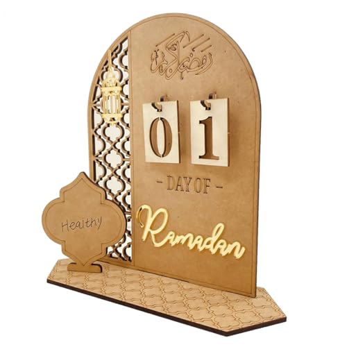 Ramadan Advent Calendar Eid Mubarak Wooden Countdown Calendars Tracker Date Gift for Arabic Muslim Islamic Holiday Table Home Decorations DIY Inspiration Reusable (A) - color: A-Style